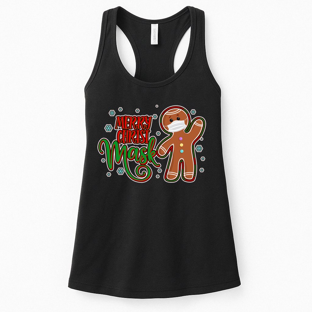 Christmas Merry Christ-Mask Gingerbread Man Womens Tank Top