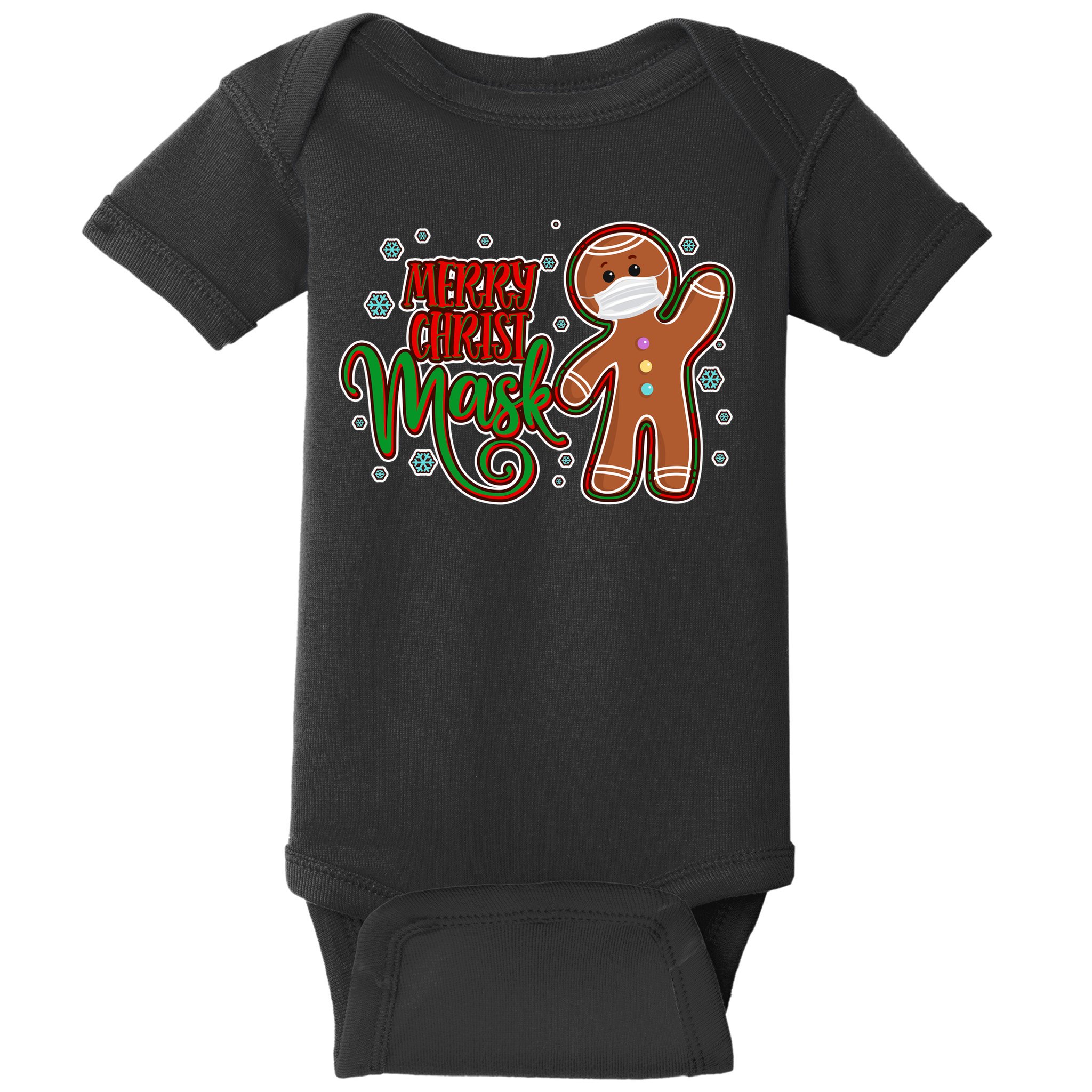Christmas Merry Christ-Mask Gingerbread Man Baby Bodysuit