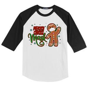 Christmas Merry Christ-Mask Gingerbread Man Kids Colorblock Raglan Jersey