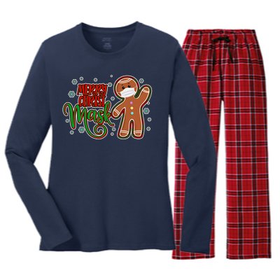 Christmas Merry Christ-Mask Gingerbread Man Women's Long Sleeve Flannel Pajama Set 