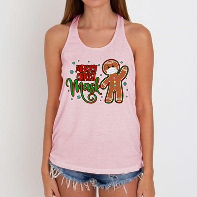 Christmas Merry Christ-Mask Gingerbread Man Women's Knotted Racerback Tank