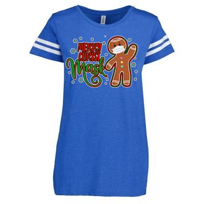 Christmas Merry Christ-Mask Gingerbread Man Enza Ladies Jersey Football T-Shirt