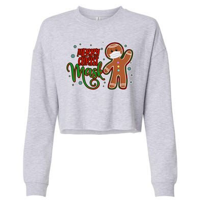 Christmas Merry Christ-Mask Gingerbread Man Cropped Pullover Crew