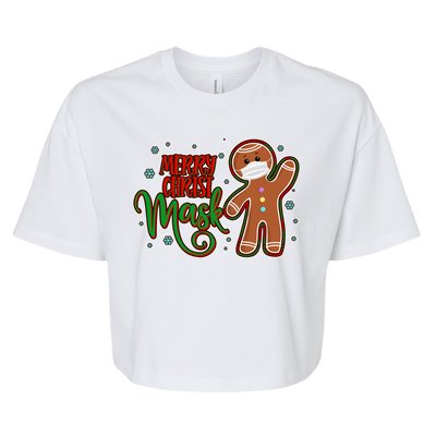 Christmas Merry Christ-Mask Gingerbread Man Bella+Canvas Jersey Crop Tee