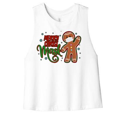 Christmas Merry Christ-Mask Gingerbread Man Women's Racerback Cropped Tank