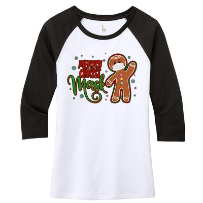 Christmas Merry Christ-Mask Gingerbread Man Women's Tri-Blend 3/4-Sleeve Raglan Shirt