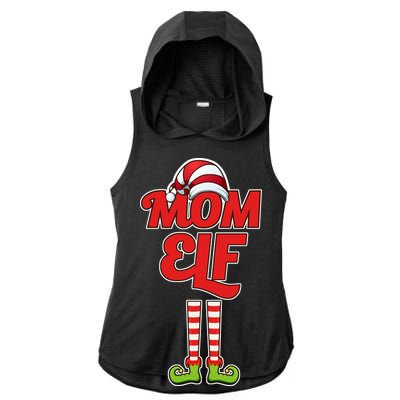 Christmas Mom Elf Ladies PosiCharge Tri-Blend Wicking Draft Hoodie Tank