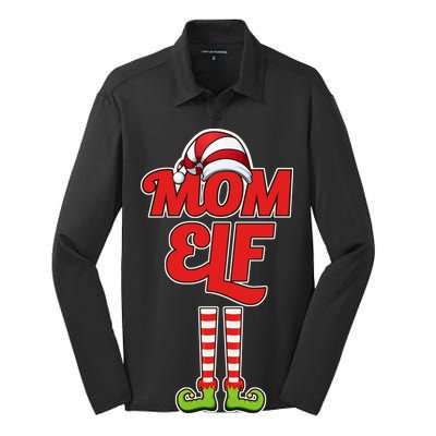 Christmas Mom Elf Silk Touch Performance Long Sleeve Polo