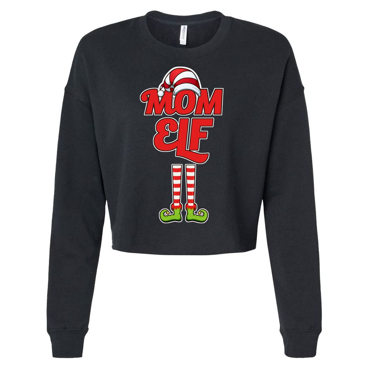 Christmas Mom Elf Cropped Pullover Crew