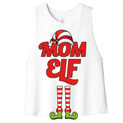 Christmas Mom Elf Women's Racerback Cropped Tank