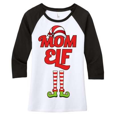 Christmas Mom Elf Women's Tri-Blend 3/4-Sleeve Raglan Shirt