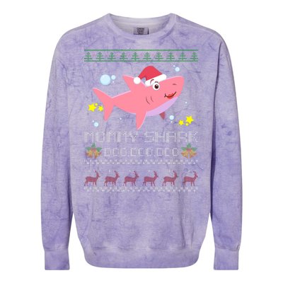 Christmas Mommy Shark Colorblast Crewneck Sweatshirt