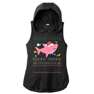 Christmas Mommy Shark Ladies PosiCharge Tri-Blend Wicking Draft Hoodie Tank