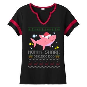 Christmas Mommy Shark Ladies Halftime Notch Neck Tee