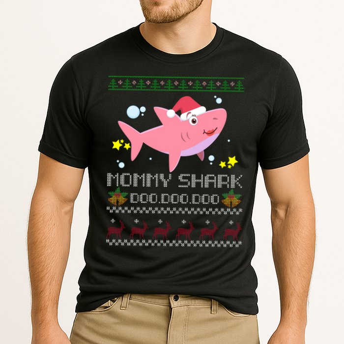 Christmas Mommy Shark Cooling Performance Crew T-Shirt