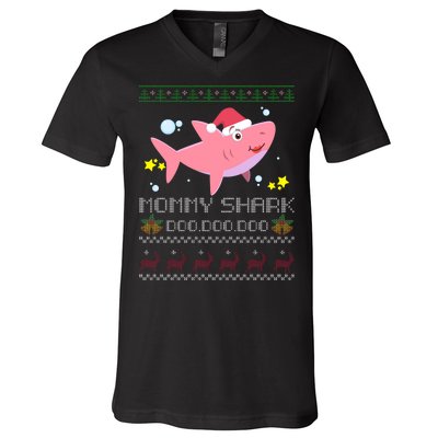 Christmas Mommy Shark V-Neck T-Shirt