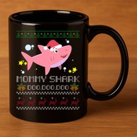 Christmas Mommy Shark 11oz C Handle Ceramic Mug