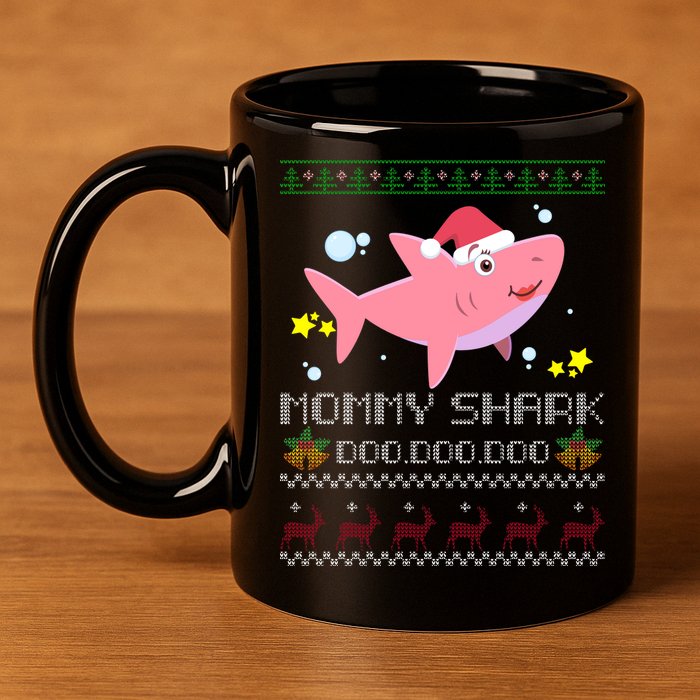 Christmas Mommy Shark 11oz C Handle Ceramic Mug