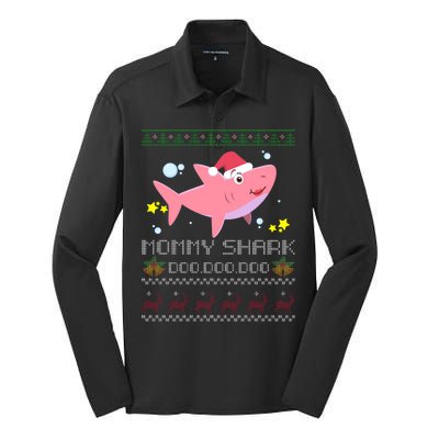 Christmas Mommy Shark Silk Touch Performance Long Sleeve Polo