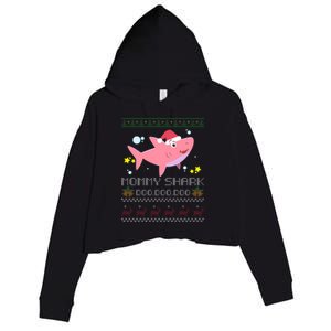 Christmas Mommy Shark Crop Fleece Hoodie