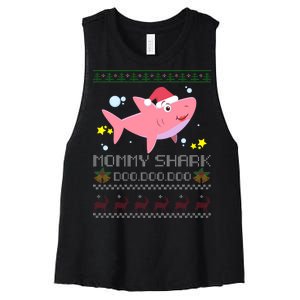 Christmas Mommy Shark Women's Racerback Cropped Tank