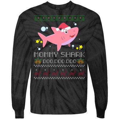 Christmas Mommy Shark Tie-Dye Long Sleeve Shirt