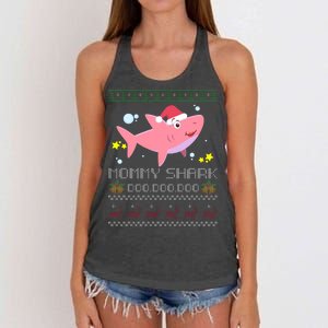 Christmas Mommy Shark Women's Knotted Racerback Tank