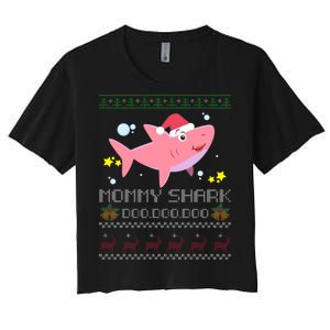 Christmas Mommy Shark Women's Crop Top Tee