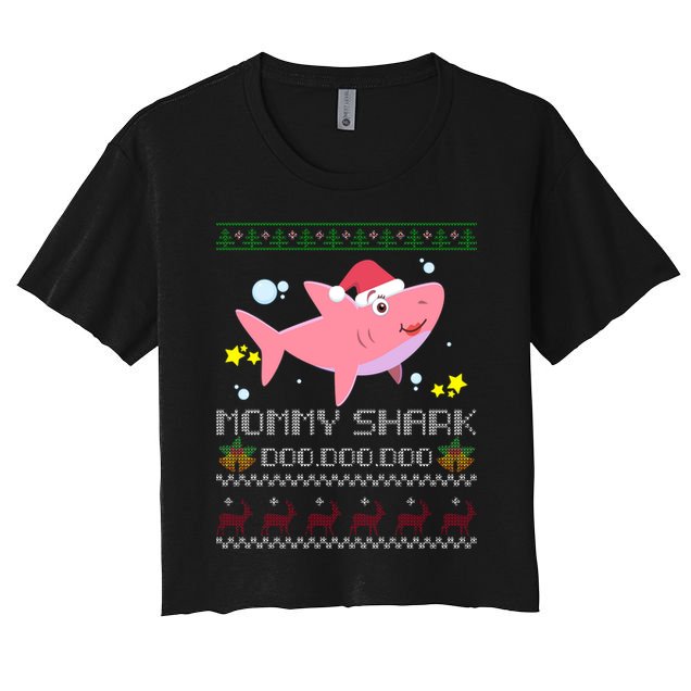Christmas Mommy Shark Crop Top