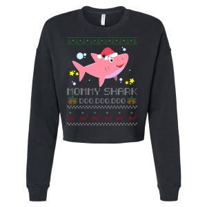 Christmas Mommy Shark Cropped Pullover Crew