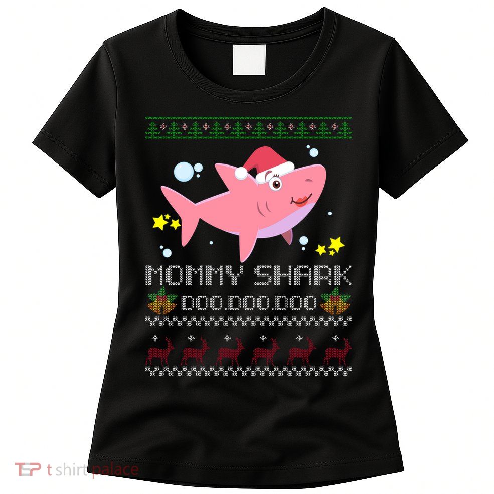 Christmas Mommy Shark Womens T-Shirt