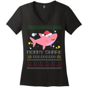 Christmas Mommy Shark Women's V-Neck T-Shirt