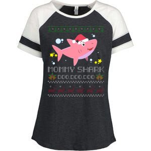 Christmas Mommy Shark Enza Ladies Jersey Colorblock Tee