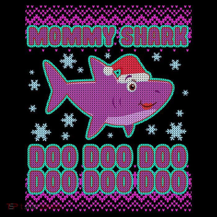 Christmas Mommy Shark Doo Doo Doo Flexfit Unipanel Trucker Cap