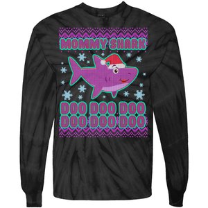 Christmas Mommy Shark Doo Doo Doo Tie-Dye Long Sleeve Shirt