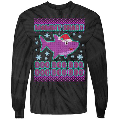 Christmas Mommy Shark Doo Doo Doo Tie-Dye Long Sleeve Shirt