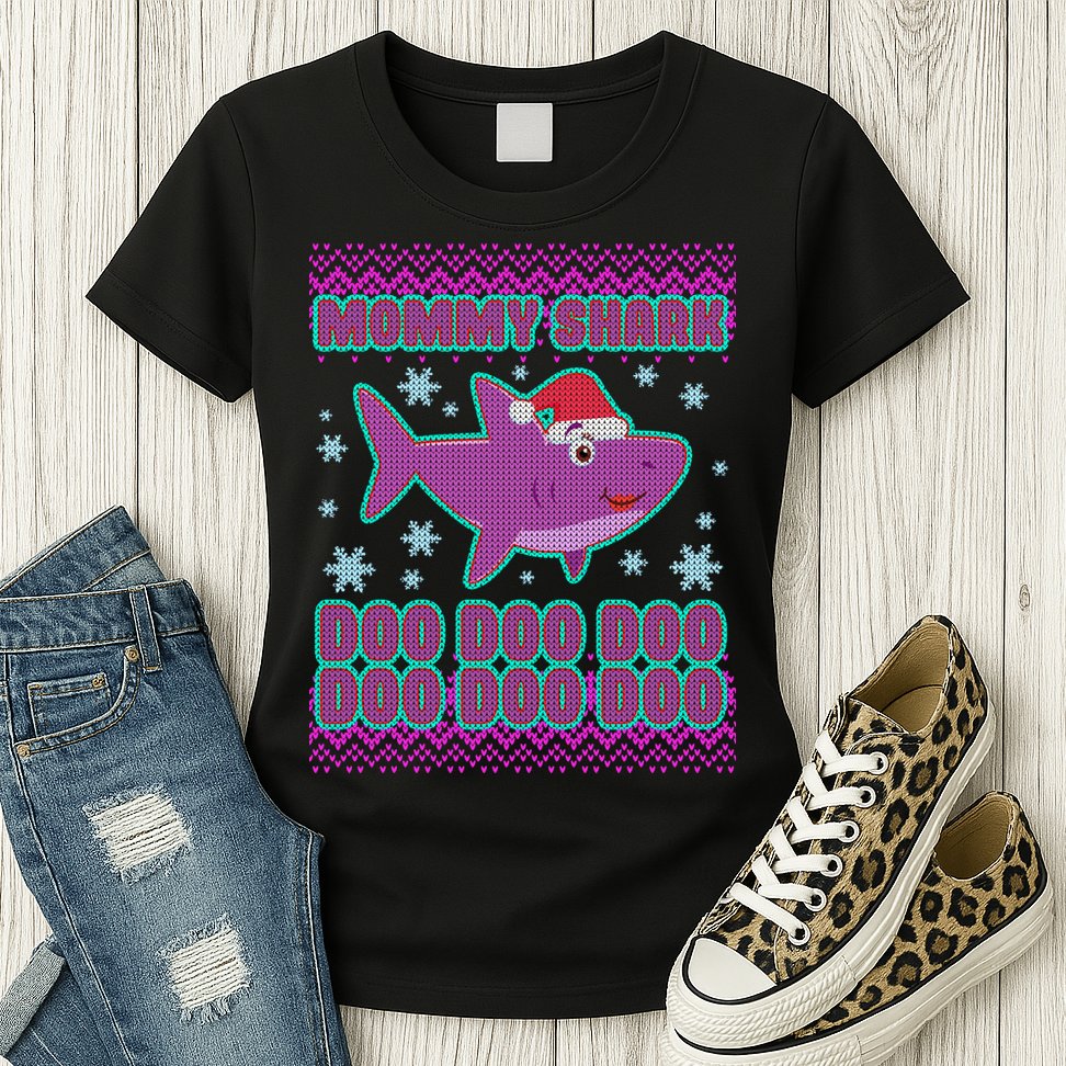 Christmas Mommy Shark Doo Doo Doo Womens T-Shirt