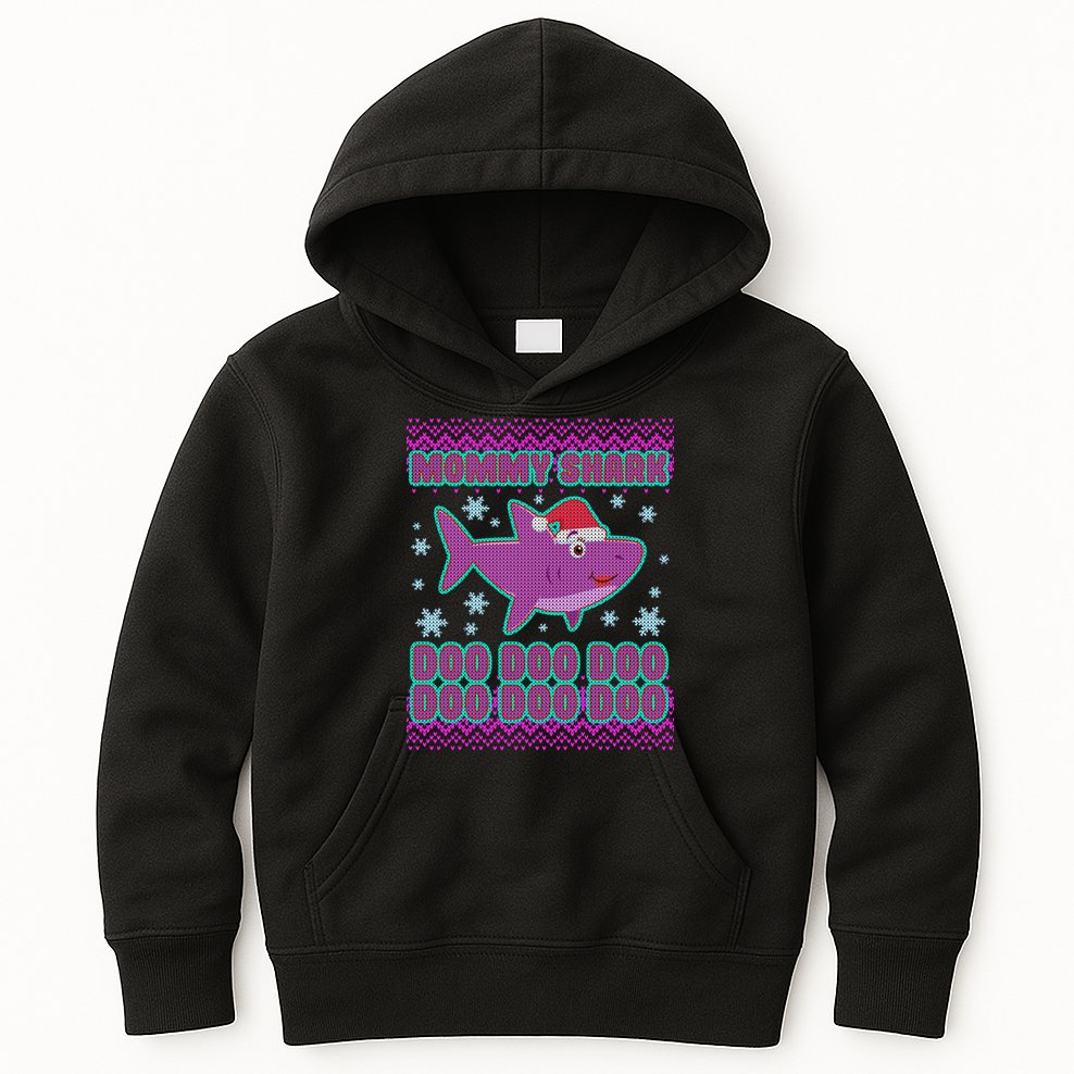 Christmas Mommy Shark Doo Doo Doo Kids Hoodie