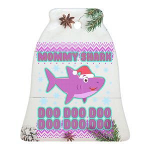 Christmas Mommy Shark Doo Doo Doo Ceramic Bell Ornament