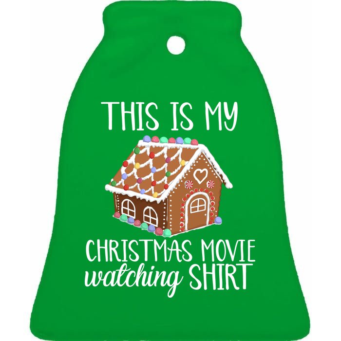 Christmas Movie Watching Ceramic Bell Ornament