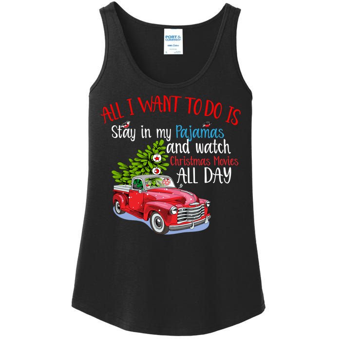 Christmas Movies And Pajamas Ladies Essential Tank