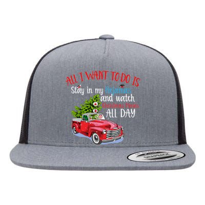 Christmas Movies And Pajamas Flat Bill Trucker Hat