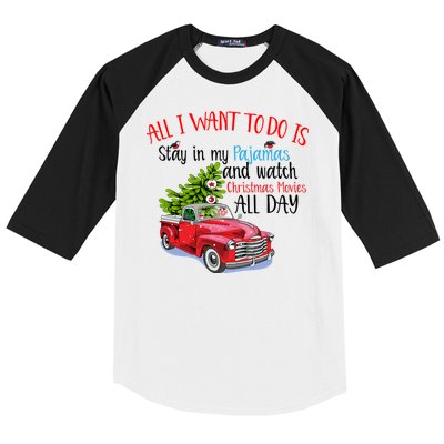 Christmas Movies And Pajamas Baseball Sleeve Shirt