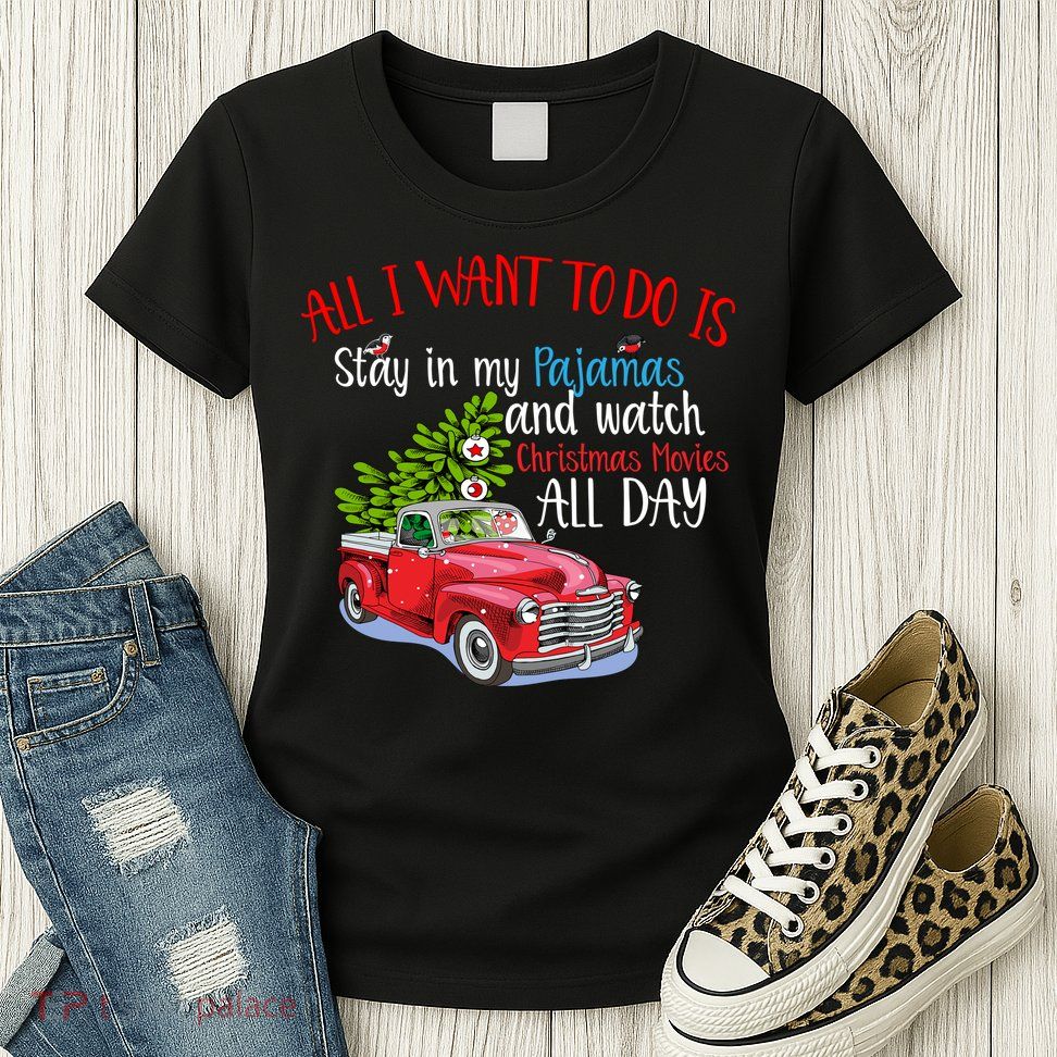 Christmas Movies And Pajamas Womens T-Shirt