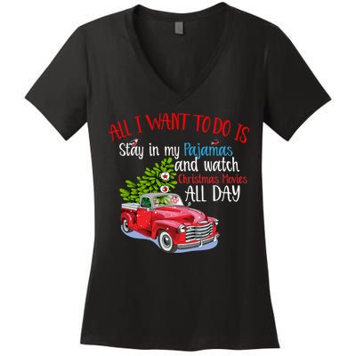 Christmas Movies And Pajamas Women's V-Neck T-Shirt