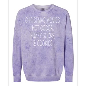 Christmas Movies Hot Cocoa Fuzzy Socks & Cookies Colorblast Crewneck Sweatshirt