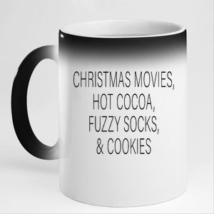 Christmas Movies Hot Cocoa Fuzzy Socks & Cookies 11oz Black Color Changing Mug