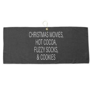 Christmas Movies Hot Cocoa Fuzzy Socks & Cookies Large Microfiber Waffle Golf Towel