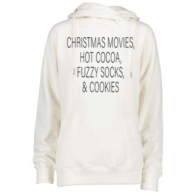 Christmas Movies Hot Cocoa Fuzzy Socks & Cookies Womens Funnel Neck Pullover Hood