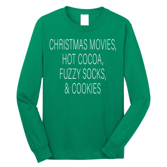 Christmas Movies Hot Cocoa Fuzzy Socks & Cookies Long Sleeve Shirt